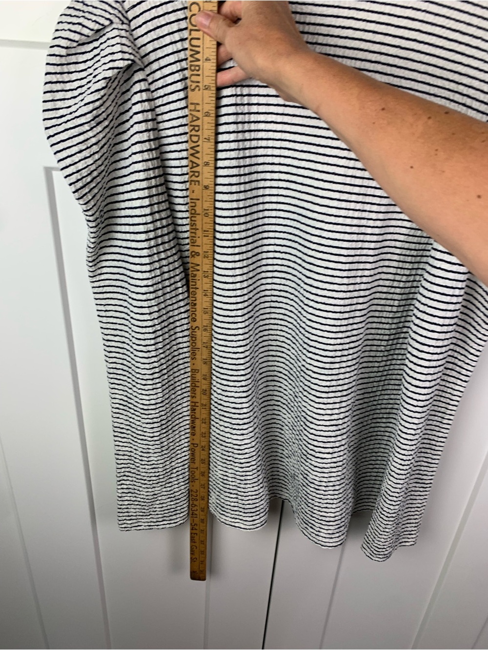 NWT LOFT Plus Size 14 XXL Black Stripe Puff Sleeve Top Coquette Square Neck Long - Picture 4 of 6